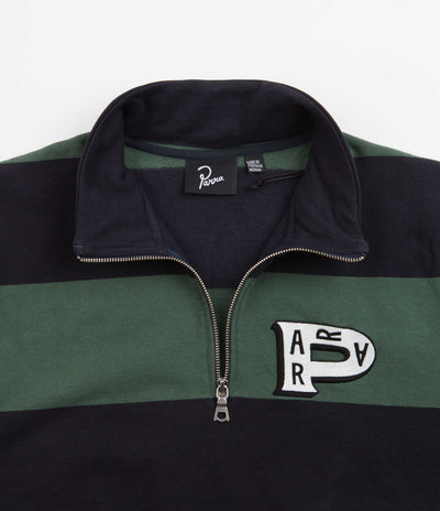 by Parra Worked P Striper 1/2 Zip Sweatshirt - Navy Green