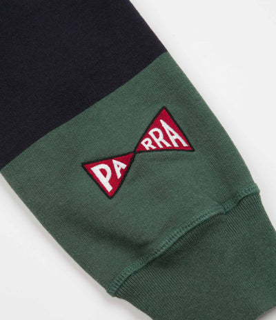 by Parra Worked P Striper 1/2 Zip Sweatshirt - Navy Green