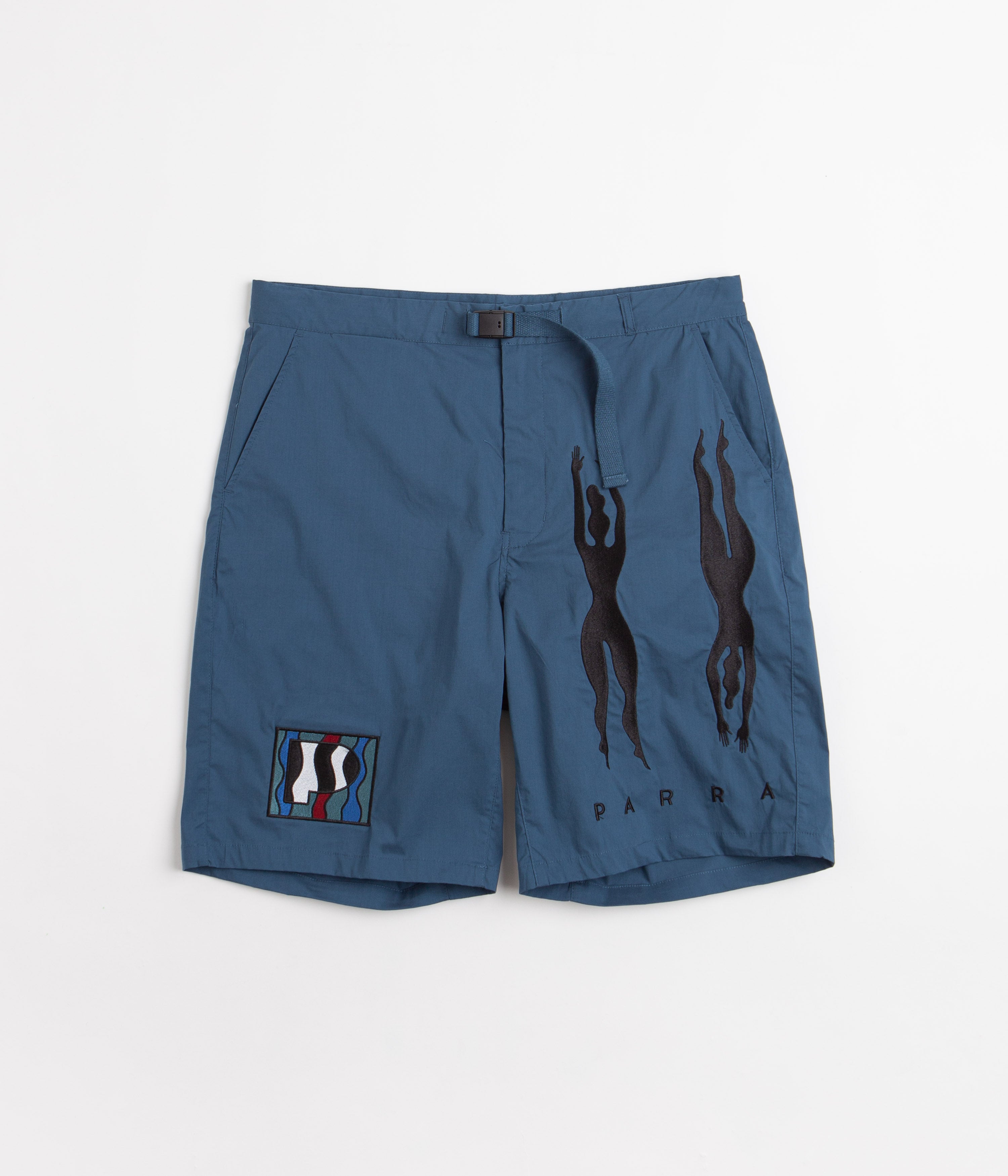 by Parra Zebra Striped P Shorts in Teal