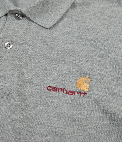 Carhartt American Script Long Sleeve Polo Shirt - Grey Heather