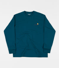 Carhartt American Script Long Sleeve T-Shirt - Moody Blue