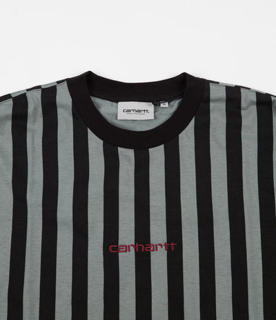 Carhartt Barnett Stripe Long Sleeve T-Shirt - Black / Cloudy / Merlot