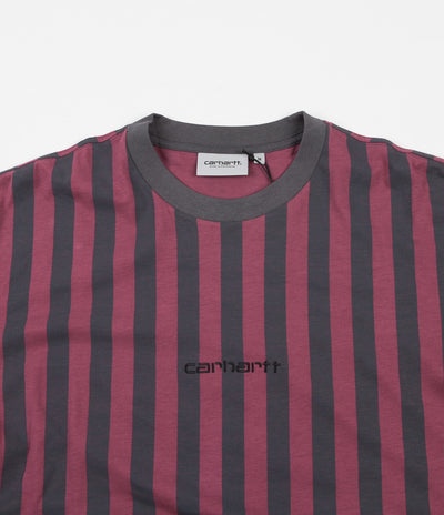 Carhartt Barnett Stripe Long Sleeve T-Shirt - Blacksmith / Dusty Fuchsia / Black