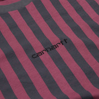 Carhartt Barnett Stripe Long Sleeve T-Shirt - Blacksmith / Dusty Fuchsia / Black thumbnail