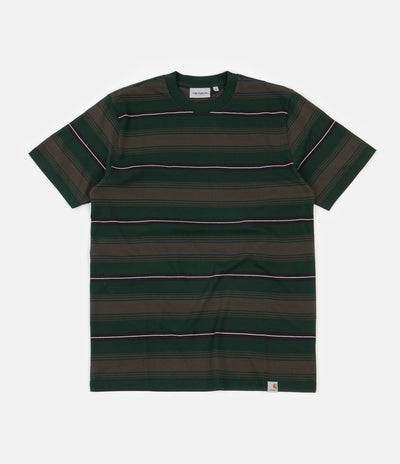 Carhartt Buren Stripe T-Shirt - Bottle Green