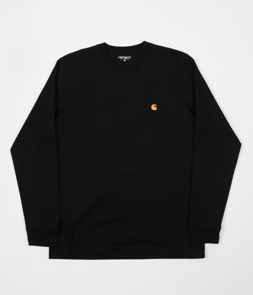 Carhartt Chase Long Sleeve T-Shirt - Black / Gold | Flatspot