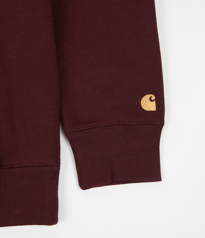 Carhartt Chase Zip Neck Sweatshirt - Bordeaux / Gold