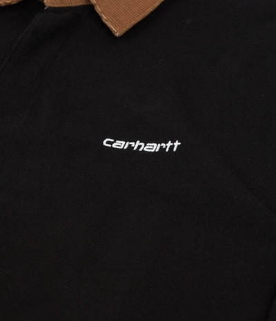 Carhartt Cord Rugby Long Sleeve Polo Shirt - Black / Hamilton Brown / White