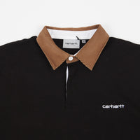 Carhartt Cord Rugby Long Sleeve Polo Shirt - Black / Hamilton Brown / White thumbnail