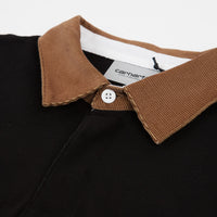 Carhartt Cord Rugby Long Sleeve Polo Shirt - Black / Hamilton Brown / White thumbnail