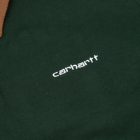Carhartt Cord Rugby Long Sleeve Polo Shirt - Bottle Green / Hamilton Brown / White thumbnail