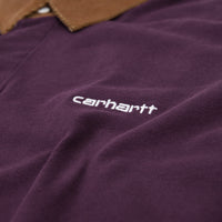 Carhartt Cord Rugby Long Sleeve Polo Shirt - Boysenberry / Hamilton Brown / White thumbnail