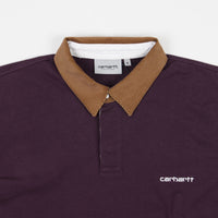 Carhartt Cord Rugby Long Sleeve Polo Shirt - Boysenberry / Hamilton Brown / White thumbnail