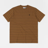 Carhartt Denton T-Shirt - Denton Stripe / Rum / Black thumbnail