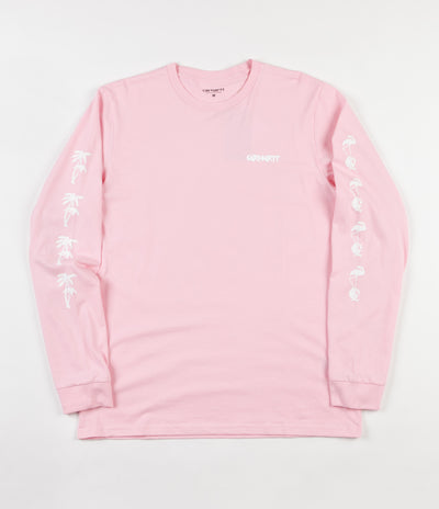 Carhartt Flamingo Script Long Sleeve T-Shirt - Vegas Pink / White ...