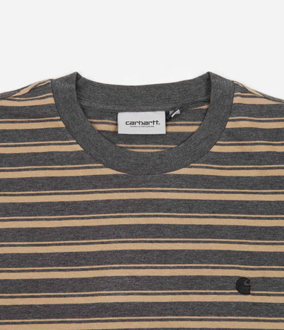 Carhartt Gleeson Stripe Long Sleeve T-Shirt - Nomad / Stormcloud Heather