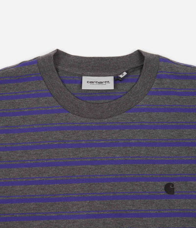 Carhartt Gleeson Stripe T-Shirt - Razzmic / Stormcloud Heather