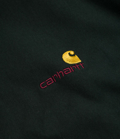 Carhartt Half Zip American Script Sweatshirt - Dark Cedar