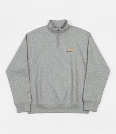 Carhartt Half Zip American Script Sweatshirt - Grey Heather | Flatspot