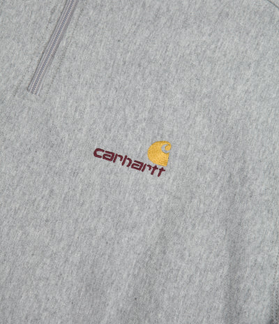 Carhartt Half Zip American Script Sweatshirt - Grey Heather | Flatspot