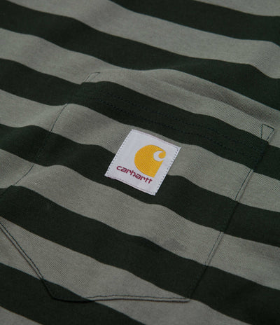 Carhartt Merrick Pocket Long Sleeve T-Shirt - Merrick Stripe / Dark Cedar / Thyme