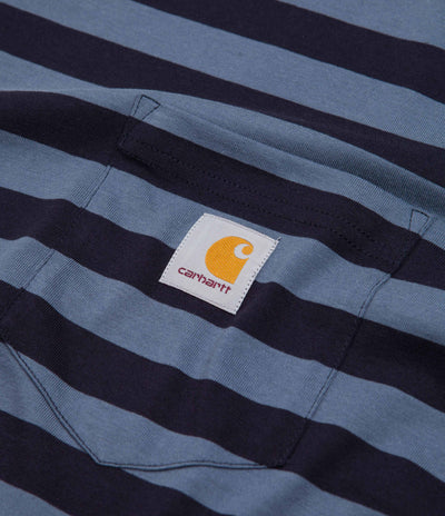 Carhartt Merrick Pocket Long Sleeve T-Shirt - Merrick Stripe / Dark Navy / Storm Blue