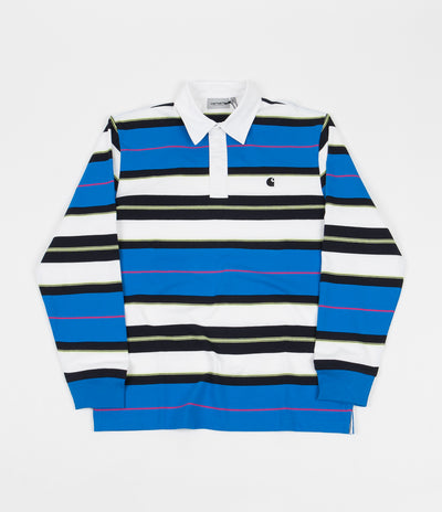 Carhartt Morgan Stripe Long Sleeve Polo Shirt - Azzuro