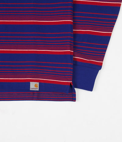 Carhartt Novi Stripe Long Sleeve Polo Shirt - Thunder Blue | Flatspot