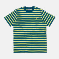 Carhartt Oakland Stripe T-Shirt - Moody Blue / Lime thumbnail