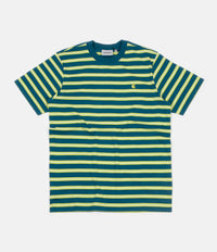 Carhartt Oakland Stripe T-Shirt - Moody Blue / Lime
