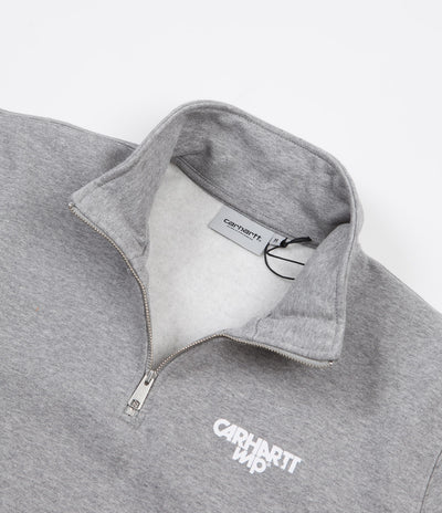 Carhartt Shatter Script Zip Neck Sweatshirt - Grey Heather / White