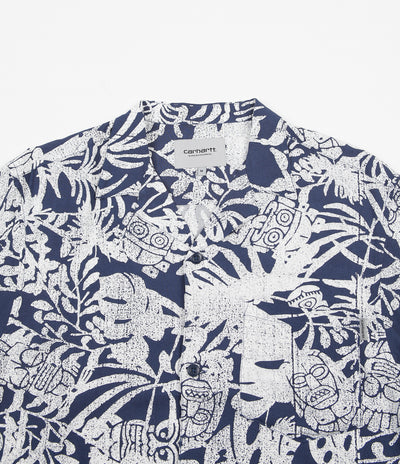 Carhartt Tiki Mono Short Sleeve Shirt - Blue / Wax