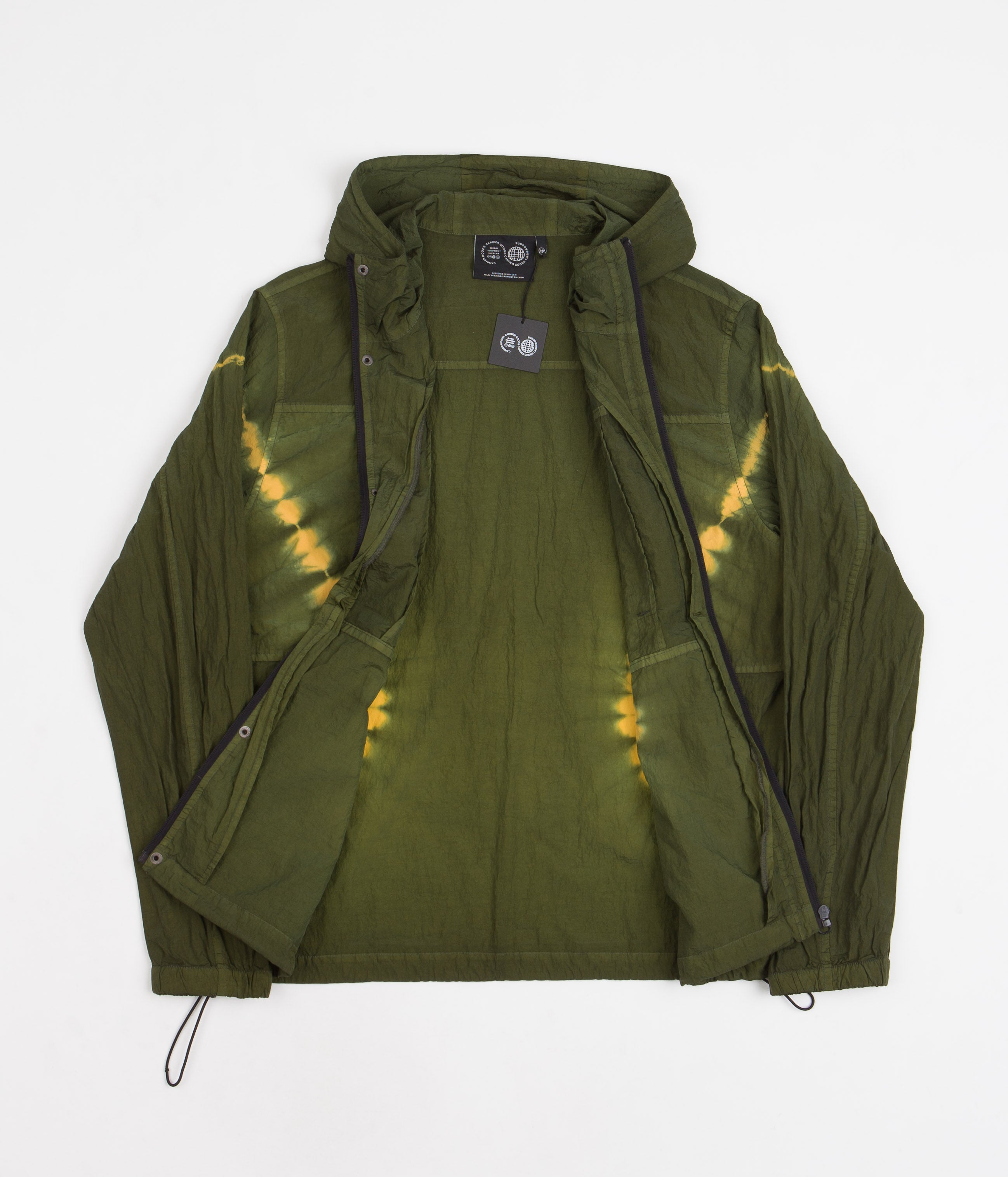 Carrier Goods Tie Dye Nylon Jacket Golden Green Flatspot