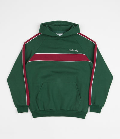 Cash Only Panel Hoodie - Forest Green / Burgundy