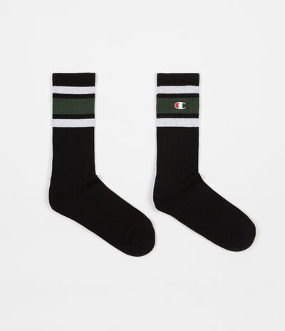Champion Crew Socks - Black / Green / White