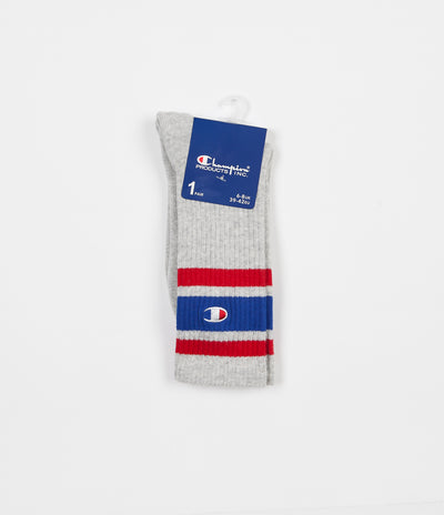 Champion Crew Socks - Grey / Blue / Red