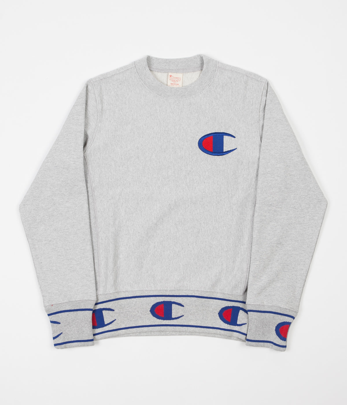 Champion Reverse Weave Embroidered Logo Crewneck Sweatshirt - Grey ...