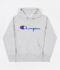Champion Reverse Weave Script Logo Hoodie - Grey Marl