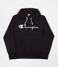 Champion Reverse Weave Script Logo Hoodie - Black