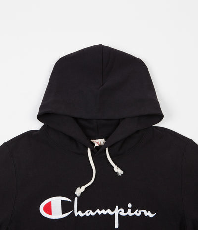 Champion Reverse Weave Script Logo Hoodie - Black
