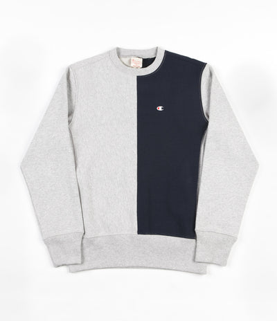 Champion Reverse Weave Split Crewneck Sweatshirt - Grey / Navy