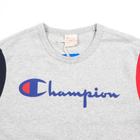 Champion Reverse Weave Tricolour Script Logo T-Shirt - Grey / Navy / Red thumbnail
