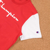 Champion Reverse Weave Tricolour Script Logo T-Shirt - Red / Navy / White thumbnail