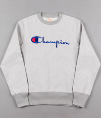 Champion Script Logo Crewneck Sweatshirt - Heather Grey