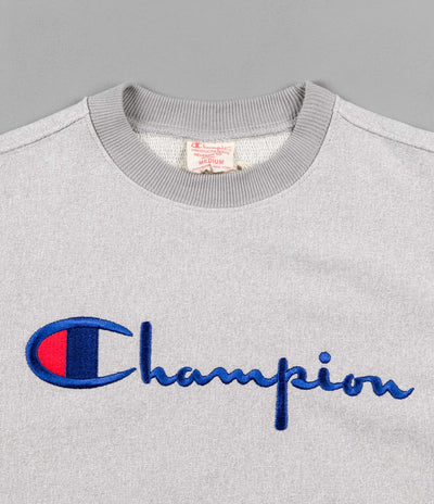 Champion Script Logo Crewneck Sweatshirt - Heather Grey