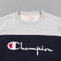 Champion Script Logo Crewneck Sweatshirt - Heather Grey / Navy / Green thumbnail