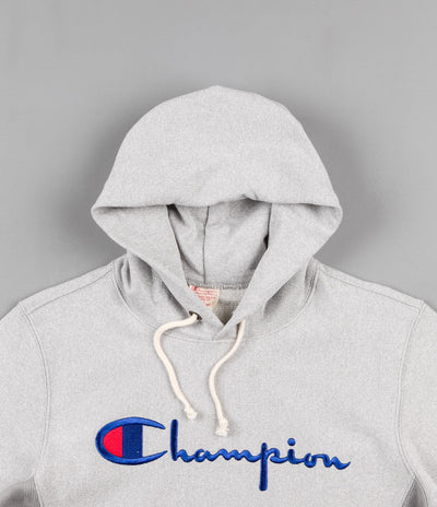 Champion Script Logo Hooded Sweatshirt - Heather Grey