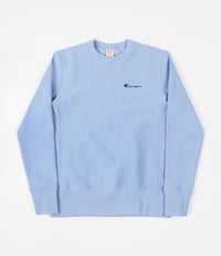 Champion Small Script Reverse Weave Crewneck Sweatshirt - Blue