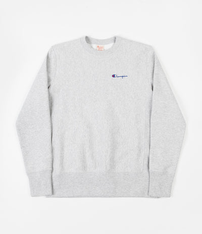 Champion Small Script Reverse Weave Crewneck Sweatshirt - Grey