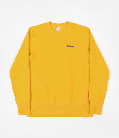 Champion Small Script Reverse Weave Crewneck Sweatshirt - Mustard